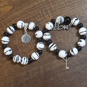 ❣️NEW❣️ Two Black and White Bracelets with Charms | One Size